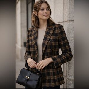 Veronica Beard Oria Brown Plaid Dickey Jacket Size 4
